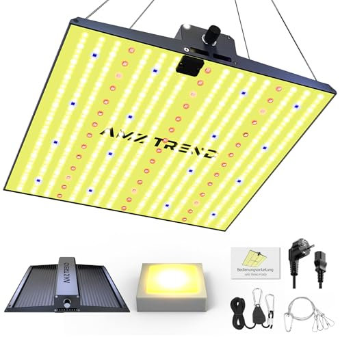 AMZTREND P1800 Growing Lights for Indoor Plants Full Spectrum LED Grow Lights 120 Watt Lamp with 4 Levels Dimming 0%–100% Plant Light for Grow Tent 60 x 60 cm
