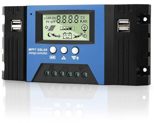 WEINUOER Upgrade MPPT 80A Solar Laderegler, 12V/24V Automatische Solar panel Laderegler mit Temperatursensor LCD Display und 4 5V USB Ports, für Solarpanele 12V 24V Blei Säure /Lithium Batterie