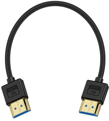 Maxhood Short 8K HDMI Cable 0.3M, Ultra Thin 8K HDMI 2.1 Cable, Slim &Soft, 48Gbps Silicone Male to Male Cord Compatible with Roku TV/HDTV/PS5/Blu-ray