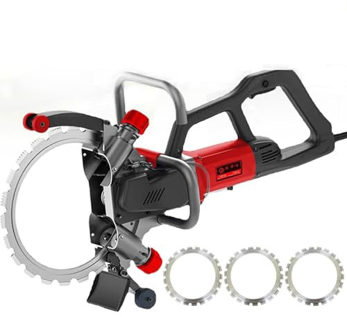 Sierra De Anillo Alta Potencia Corte De Pared Sin Polvo Máquina Cortadora Hormigón Motor Sin Escobillas Suministro Agua Húmeda Supresión De Polvo Sierra Para Ranurar Muros Hormigón,8800W-4xblade
