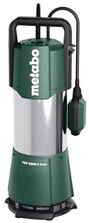 metabo TDP 6200/4 Inox Tauchdruckpumpe, 1100 W Brunnenpumpe & Druckpumpe | Edelstahlpumpe für Zisternen mit 6200 l/h Fördermenge, 47 m Förderhöhe, Schwimmerschalter, 12 m Eintauchtiefe und 15 m Kabel