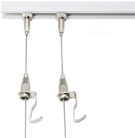 Binario Quadri Kit per Appendere Quadri con Filo Mobile e Posizionabile, Esclusivo Supporto da Soffitto con Lucchetto per Cavi, Binario per Esposizione Foto con Corda Lunga 20/ 24/ 48/ 59(1.6/0.5