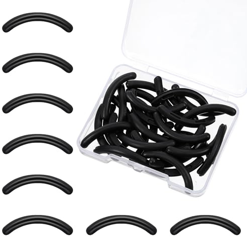 simarro 30pcs Eyelash Curler Refill Pads, Silicone Rubber Universal Eye Lash Curler Replacement Eyelash Curlers Accessories with Clear Storage Box(Black)