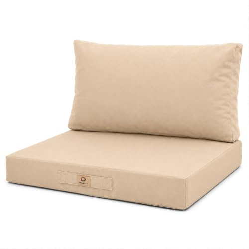 deco arts Coussins pour Salon de Jardin Déhoussable - Coussins extérieur - 60x70 cm - Coussin de Remplacement pour Fauteuil, Banc & Chaise d'extérieur - Imperméable & Confortable - Beige