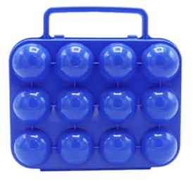 MEKLITRZ Porte-œufs pliable en plastique à 12 compartiments, boîte de rangement pour œufs portable, boîte de rangement pliable pour camping, pique-nique (bleu)