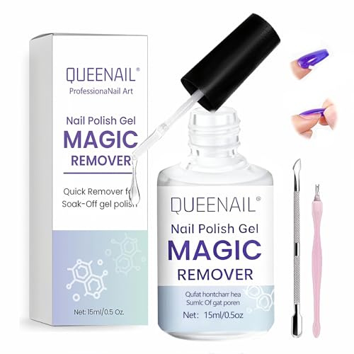 15ML Remover Semipermanente Unghie, Magic Solvente per Smalto Semipermanente, Rimuovi Smalto, Gel Polish Remover con Spingi Cuticole, Rimozione Per Gel Polish, Rosa