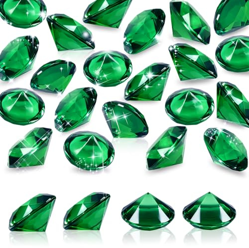 TOAOB 25 Stück Deko Diamanten Groß 30 mm Acryl Kristalle Grün Transparent | Diamantkristalle Dekosteine Tischdeko Diamanten Streudeko für Vasen Hochzeit Dekoration