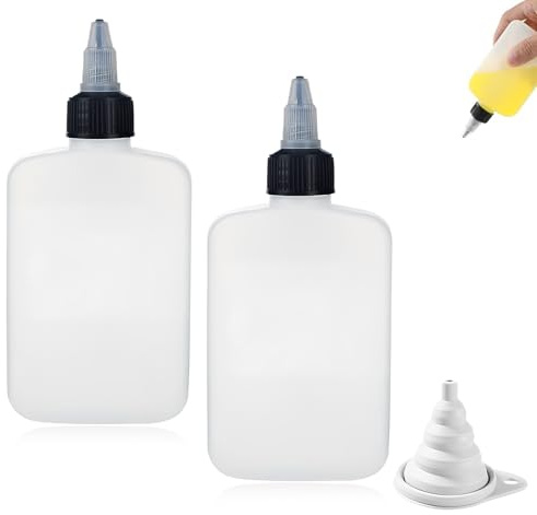 Colexy 2 Small Squeeze Bottles Oil Bottle Oil Dispenser with Caps 120ml Leak-Proof Squeeze Spice Bottles with Funnel Plastic Container for Cooking Camping