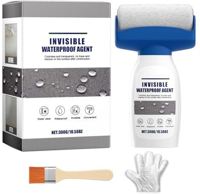 Adhesivo Impermeable Transparente,Spray Impermeabilizante | Kit Multiusos con Cepillo y Guantes para Sellado de Cimientos, Baño, Piscinas y Tejados
