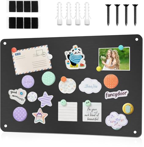 Magnettafel Schwarz, 43 X 30cm Magnetwand, Magnettafeln, Magnetische Metalltafel Wandtafeln, Magnetboard für Wohnung Büro Küche Kühlschrank, zum Präsentieren von Notizen, Fotos, Schwarz