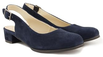 Ulla popken damskor läderpumps, velourläder, dekorspänne, bredd H 838747, marinblå, 44 EU bred