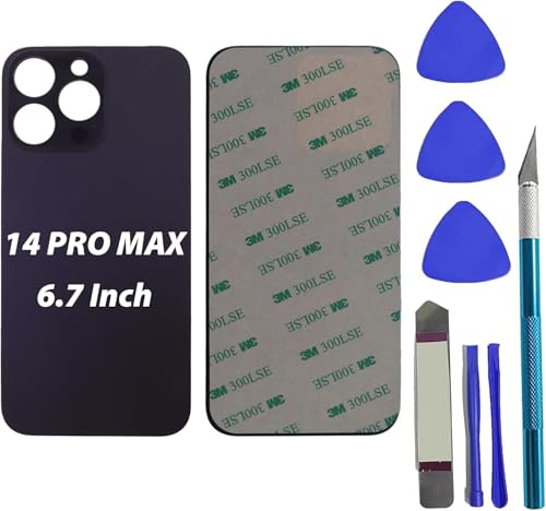 Sostituzione del coperchio del vetro posteriore 14 Pro Max per iPhone 14 Pro Max Sostituzione del vetro posteriore posteriore da 6,7 '' con kit di strumenti di riparazione,Colore:Viola scuro