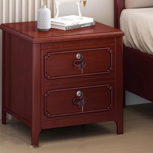 Mesita de noche moderna de mediados de siglo, mesita de noche de nogal macizo con 2 cajones, muebles elegantes y funcionales para sala de estar y dormitorio