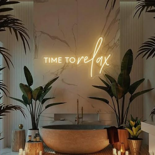 DAKABUKA TIME To relax Warm White Led Neon Lights for Wedding Event Wall Decor Party Salon Bar Business Logo Beauty Salon Massage Parlor High-End Restaurant