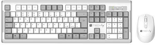 Techly 623660 Kit Tastiera e Mouse 1600 Dpi Wireless Bianco e Grigio Bianco/Grigio