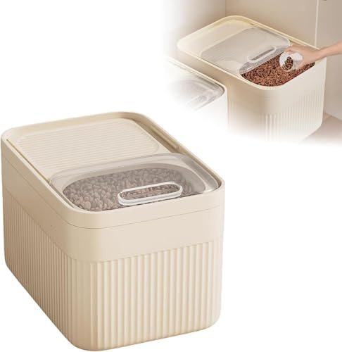 Contenedor hermético de almacenamiento de alimentos para mascotas, hasta 30 libras, contenedor de plástico para almacenamiento de alimentos para perros, gatos y otros alimentos para mascotas con taza