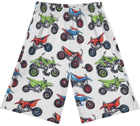 foixnub Pajama Shorts Green Red Blue Motorbike Sleep Pants Lounge Bottoms Elastic Waist with Pockets 6-14 Years