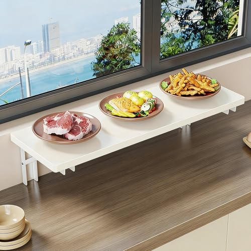 Indoor Window Sill Extender Shelf White/Black, Wood Windowsill Extension Plate 16 24 31 39 47 inches Long, Window Table Cat Perch for Apartment(White,100x20cm(39 3/8x7 7/8))