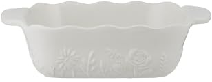 Mason Cash In The Meadow Cremefarbene Quadratische Backform 20 x 20 cm | 1,1 Liter Blumengeprägte Steingut Ofen-zu-Tisch Schale zum Backen, Gemüse & Desserts