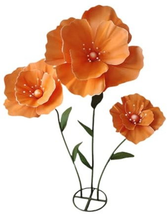 F Fityle Fleur Artificielle Géante Décoration de Grandes Fleurs Composition Florale sur Support Accessoire de Décor Scénique Structure Solide PP Fer Mousse PE, Orange