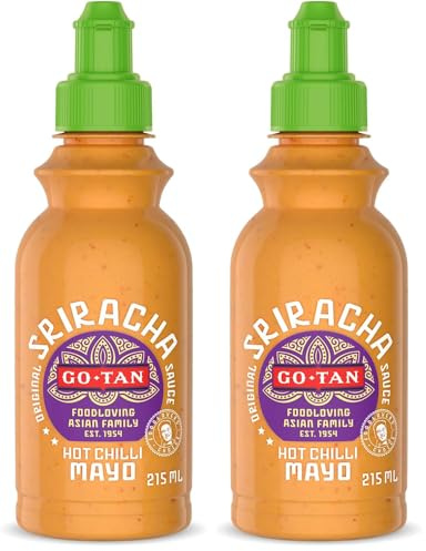 Go-Tan - Salsa Sriracha Mayo, Salsa Cremosa, Aderezo, Sabor ligeramente Picante, 500ml (Paquete de 2)