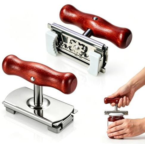 2 Pcs Abre Botes Tarros Antideslizantes Abridor de Botes Ajustable | Abrelatas Manual de Acero Inoxidable Giratorio que Ahorra Esfuerzo Abrelatas con Mango Ideal para Cocinas y Picnics