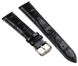 yangfangmei 10 mm läderrem 10/12/13/14/15/16/17/18/19/20/21/22/24 universellt klockband Slub-mönster klocktillbehör(Black,21mm)