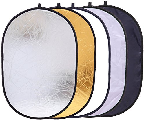 Konseen Collapsible Photography Reflector 24x35inch (60x90cm) 5-in-1 Multi Light Diffuser Panel Studio Photo Portable Light Reflectors for Product Photography Accessories Props with Carrying Bag