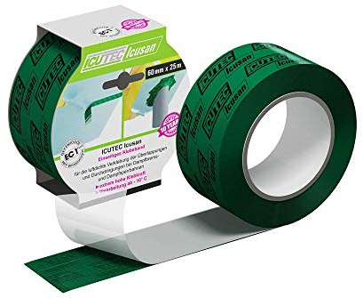 ICUTEC Klebeband Icusan 60 mm x 25 m I Hochleistungsklebeband für Dampfsperrfolien I Profi-Qualität mit extrem hoher Klebkraft I Lösemittelfrei und Verarbeitung ab -10°C