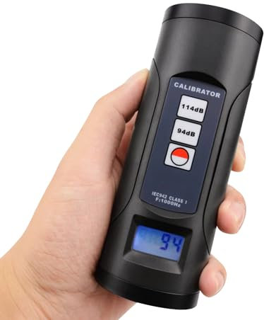 Digitaler Schallpegelmesser Kalibrator 94dB & 114dB für 1/2 und 1 Zoll Mikrofon, Professionelles Noise Dezibel Calibration Tool Messgenauigkeitskontrolle, Portable mit Blacklight