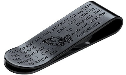 FaithHeart Pinza Hombre para Billetes Tarjetas Acero Inoxidable 316L Clip de Dinero Metal Accesorio Equipaje Pinza Religiosa Biblia Mano de Oración