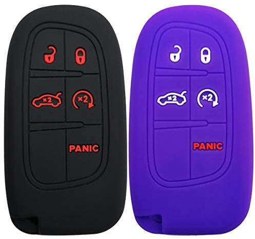 2Pcs Coolbestda Key Fob Cover Remote Control Case Keyless Entry Jacket Shell for 2019 2020 2021 2022 2023 2024 Dodge Journey Durango Challenger Charger Jeep Grand Cherokee Compass Chrysler 300 200