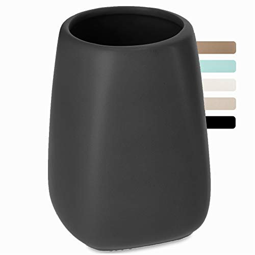 KADAX Badezimmerbecher, Zahnputzbecher aus Keramik, Badezimmer Cup, Zahnbürstenhalter für Bad, Zahnbürste, Zahnpasta, Aufbewahrung, Wasser Cup, mattiert, Becher (Anthrazit)