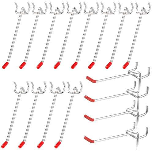 Dtoterul Gancio per Pannello Forato 30 Pezzi Ganci Singoli Forato Pegboard Accessori per Pegboard in Metallo Ganci Esposizione Dettaglio Espositori a Muro e Scaffalature da Negozio, 5 cm e 10 cm