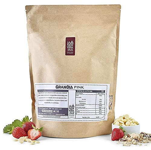 La Newyorkina Granola Sin Gluten Pink 1,5kg Con Chocolate Blanco y Fresas Deshidratadas
