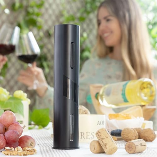 InnovaGoods - Elektrischer Korkenzieher Corkbot, Leise und Effizient, Elegantes Design, Langlebig aus Stahl und ABS, Schwarz, Klein, Kunststoff, pequeño
