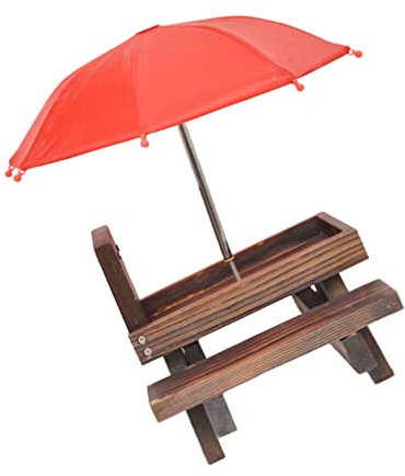 YARNOW 1set Mangiatoia Per Scoiattoli Con Ombrello Completo Di Tavolo Da Picnic Per Alimentazione Esterna Stazione Di Nutrimento Per Animali Selvatici Per Noci e Arachidi Facile Da