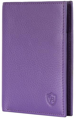 VON HEESEN Leder Geldbörse Herren mit Münzfach & RFID Schutz I Echtleder Geldbeutel für Männer & Damen I Portemonnaie Brieftasche Wallet Portmonee (Violet, MIT MÜNZFACH)