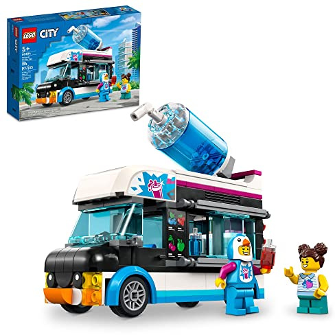 LEGO City Penguin Slushy Van 60384 - LKW Spielzeug für Kinder ab 5 Jahren - Fahrzeugbausatz mit Kostümfigur - Sommerserie - Geschenkidee für Jungen und Mädchen