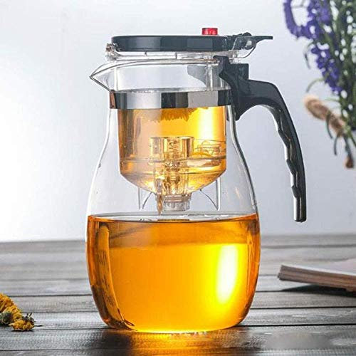 BEZAX Teekanne Gusseisen-Teekanne Klarglas-Teebereiter mit abnehmbarem Sieb, Dicker hitzebeständiger Teekessel für losen Tee und blühenden Tee Teezubehör (Size : 950ml)