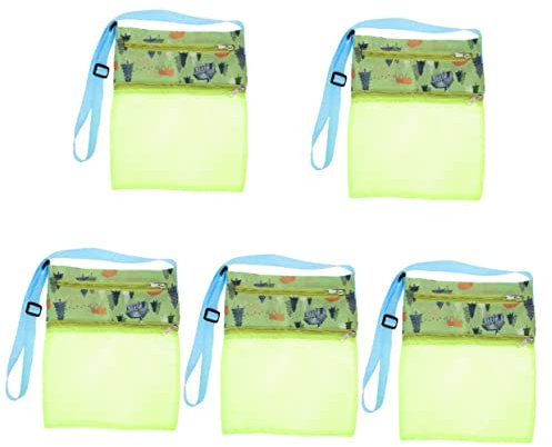 STOBOK 5piezas Bolsa De Playa De Malla Multifuncional Resistente y Conveniente Para Outdoor Para Recoger y Accesorios De Playa