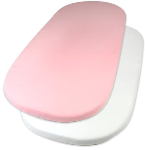 HonestBaby Paquete de 2 sábanas bajeras de algodón orgánico para moisés, Color Rosa, Talla única