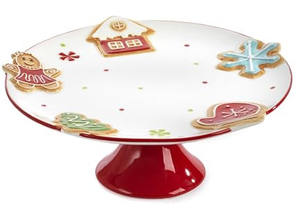 PABEN Alzata per Dolce Natalizia con Soggetti a Tema Marzapane 27 cm in Ceramica