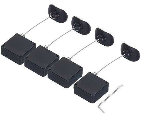 QUARKZMAN Rétractable Câble Verrouillage avec Double Face Adhésif Télécommande Contrôle Sécurité Verrouillage Arc Terminal pour TV DVD Télécommande,600g 4Ensemble Noir