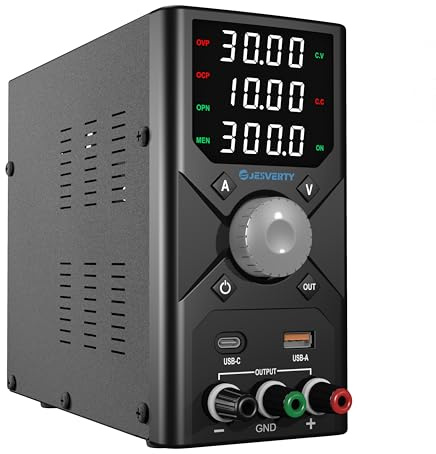 DC Power Supply Variable, 0-30V 0-10A Adjustable Switching DC Regulated Bench Power Supply with USB & Type-C Quick-Charge, Encoder Knob, 4-Digit LED Display, Preset Memory SPS-3010X