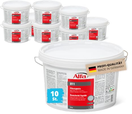 50 kg Alfa Flüssigfolie – Abdichtungsmasse grau – unter keramischen Belägen | Profi-Qualität – Flexible Flüssigfolie zur Abdichtung unter Fliesen in Bad, Dusche, Küche und Feuchträumen