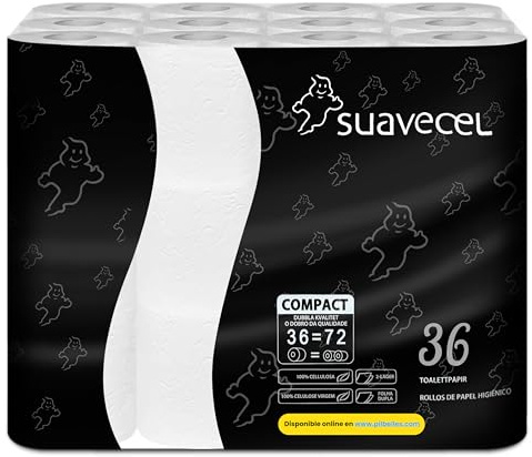 36 Rollos de Papel Higiénico Compacto Doble Capa 100% Celulosa