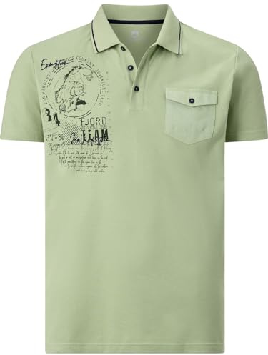 Jan Vanderstorm Herren Poloshirt Fjodor | kurzarm, Knopfleiste|skandinavischer Print | reine Baumwolle | große Größen L-7XL