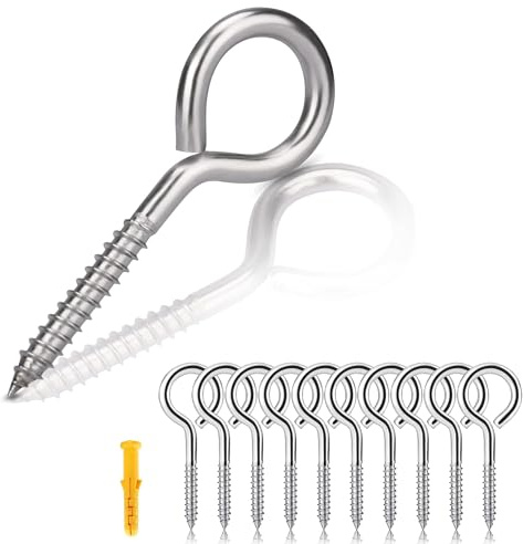 Rhimooay Ösenschraube Edelstahl 10 Stück, Ringschraube Robuste Rostfrei, Schraubösen, Ringschraube, Haken Zum Schraubhaken, Ösenhaken für Hängesessel, Schaukelstühle, Blumenampel（M6-80mm）