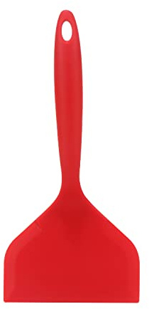 Espátulas de Silicona, Espátula Ancha para Tortitas Pala de Cocina Antiadherentes Resistente al Calor Volteadora para Servir, Freir, Huevos, Verduras, Steak, Panqueques (Rojo)
